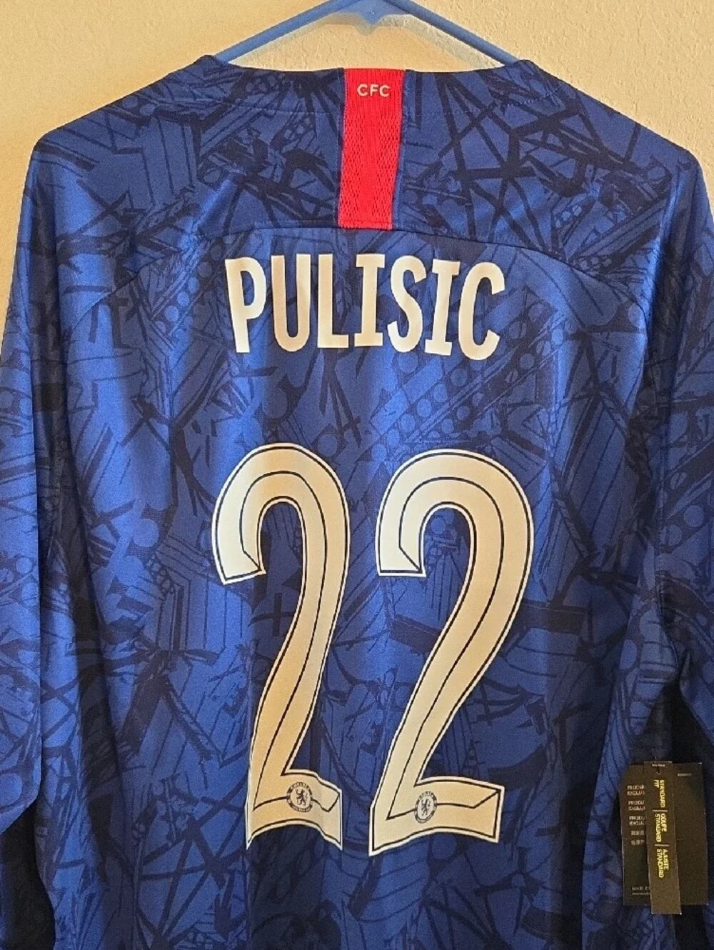 Nike Chelsea FC Christian Pulisic #22 19/20 Home Long Sleeve Jersey - Blue - XXL